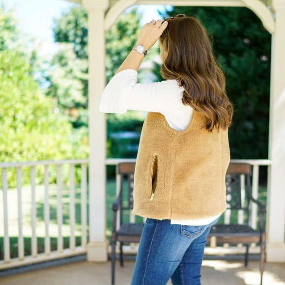 J. CREW Plush Fleece Excursion Vest Gold Hickory - Picture 5 of 10
